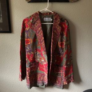 1980s Silk Howard Wolf Blazer/ Red Pattern top